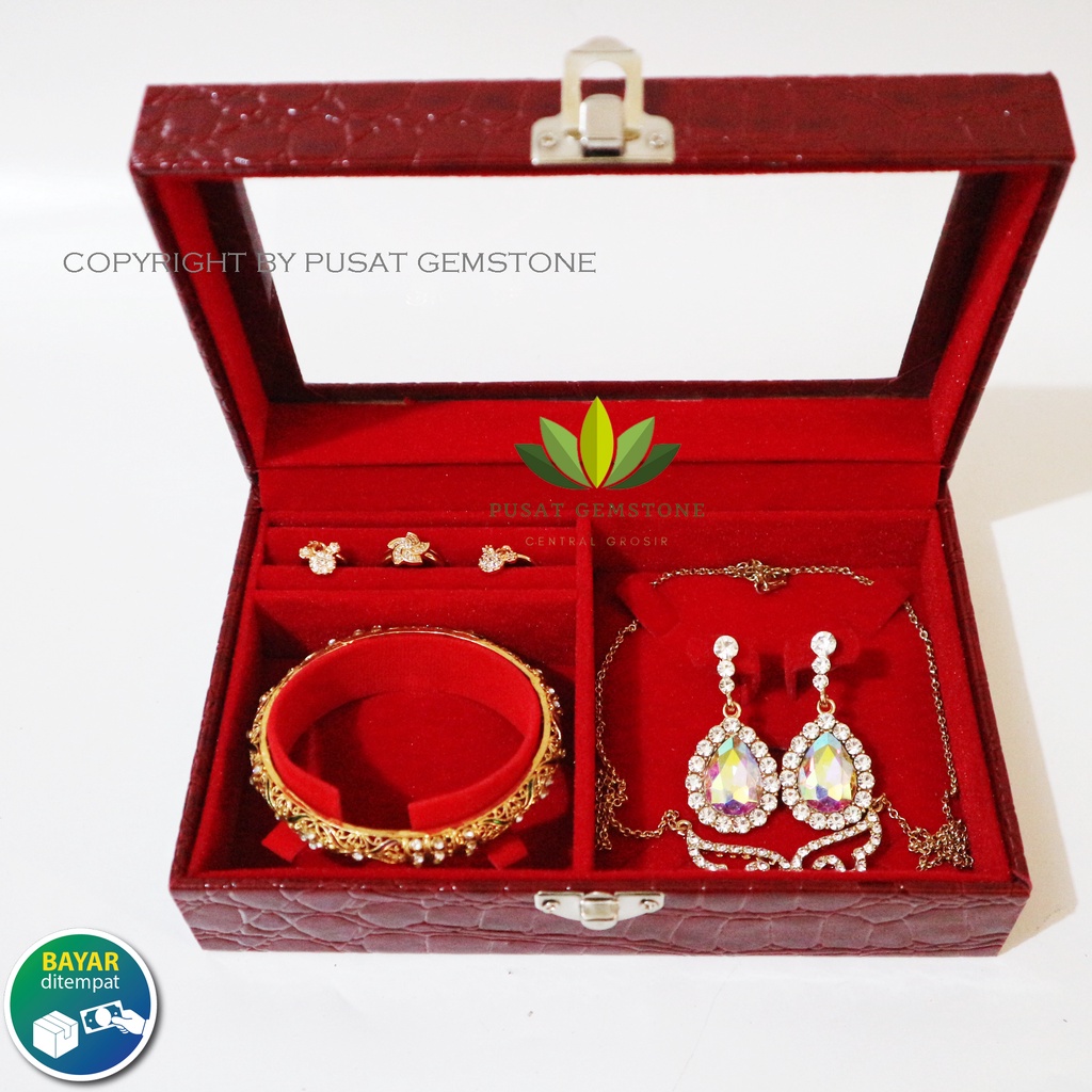 Set Kotak Perhiasan /Jewelry Box / Kotak Kalung, Anting dan Cincin Maskawin