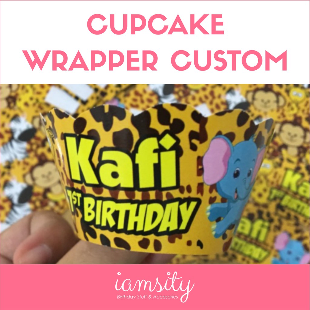 

Cupcake wrapper custom birthday label cupcake custom desain
