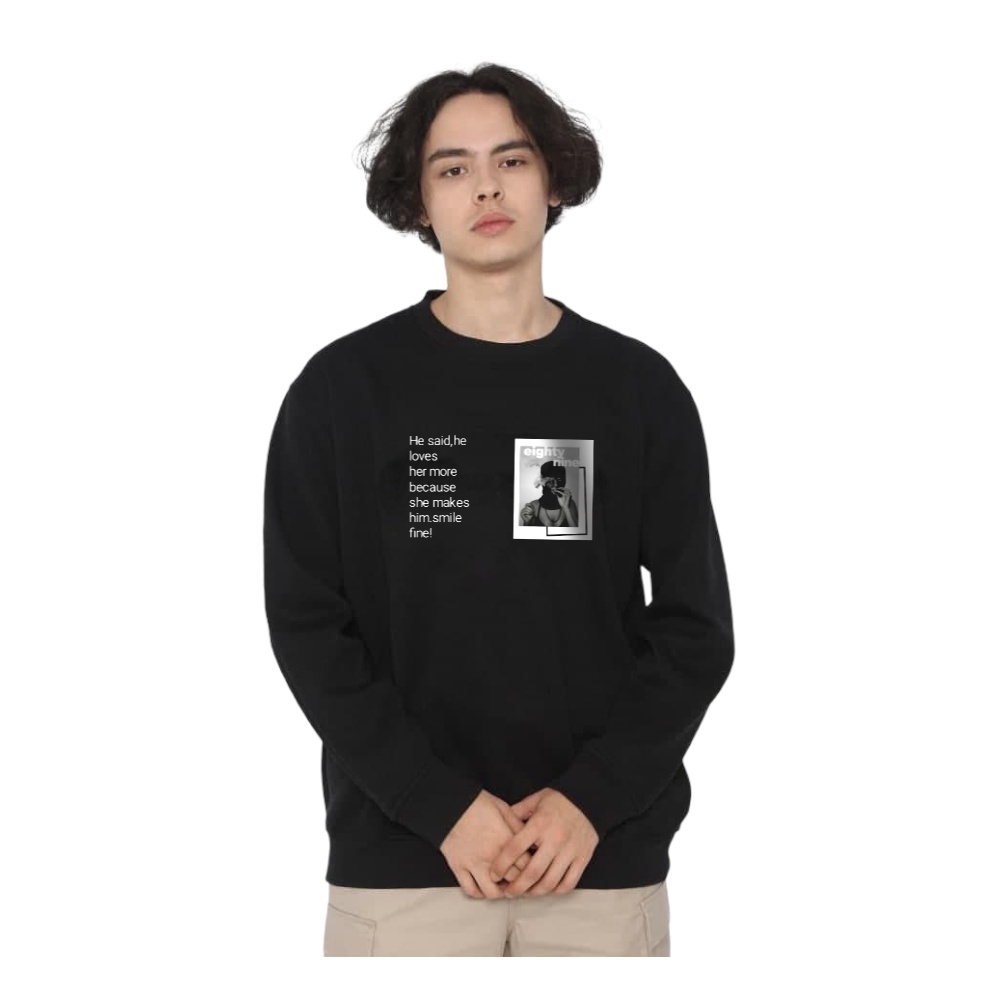 SWEATER CREWNECK EIGHTY NINE ORIGINAL PRIA WANITA BLACK BASIC MOTIF SIMPLE HE SAD HE TERLARIS SWITER SWEATSHIRT ORIGINAL SWETER WANITA