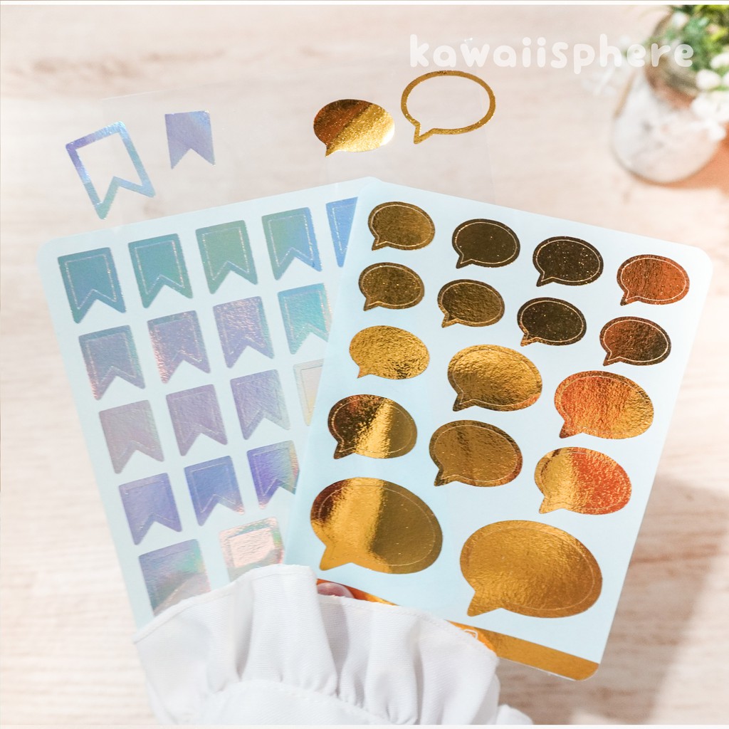 

Quote Bubble / Bookmark | 2-Style Foiled Stickers | Gold / Silver / Rose Gold / Hologram Foil