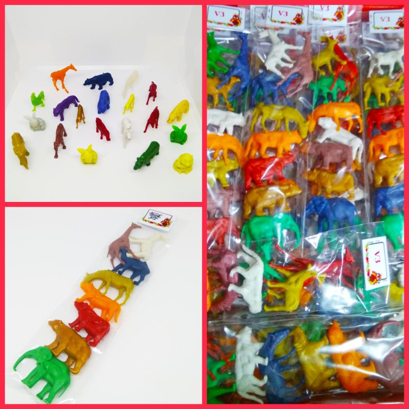 8pcs Mainan Jadul Miniatur Binatang Hewan Lucu Warna Warni