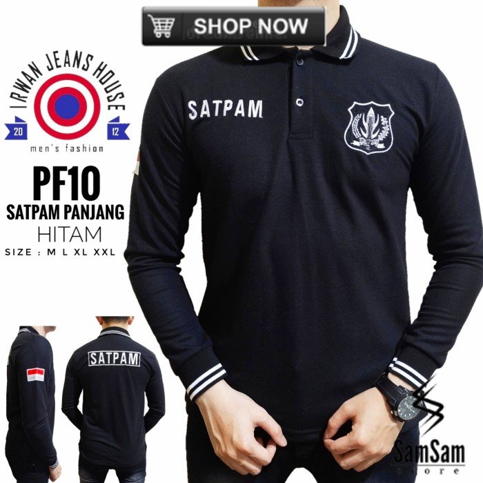 KAOS SECURITY LENGAN PANJANG , BAJU SECURITY / SATPAM , KAOS POLO PRIA - Satpam PjgHitam, M