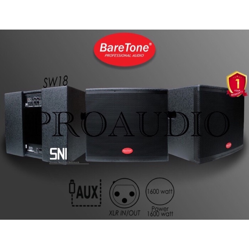 SUBWOOFER BARETONE SW 18 1600 WATT 18 INCH ORIGINAL PER UNIT