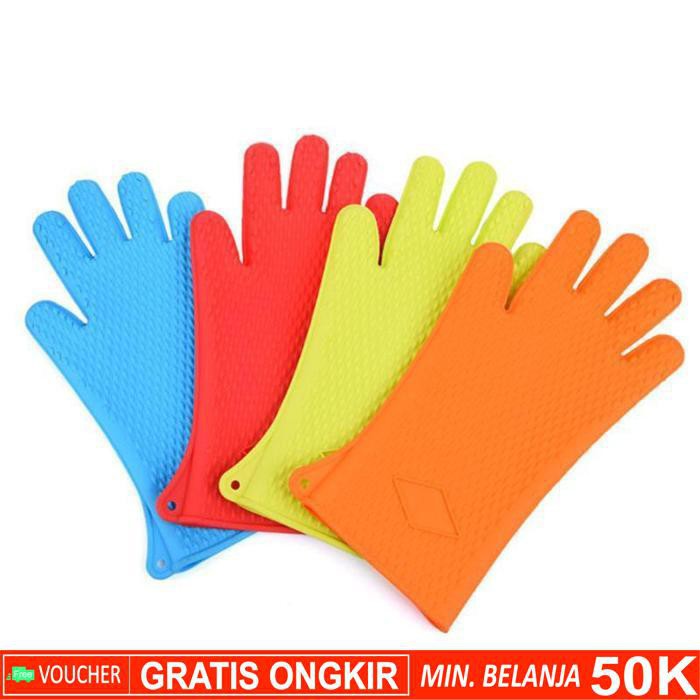 Grab Medan Sarung Tangan Silikon Anti Panas Heat Resistance Kitchen Glove 1 Pcs  Fgs Orange