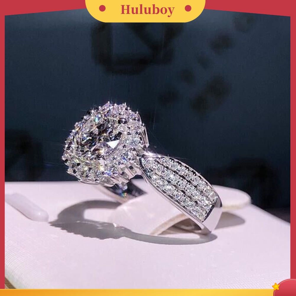 Hu Hu Hu Hu Hu Alat Bantu Pasang Kacamata♡ Cincin Wanita Hias Berlian Imitasi Bentuk Bulat Gaya Mewah Untuk Pestalamaranhadiah