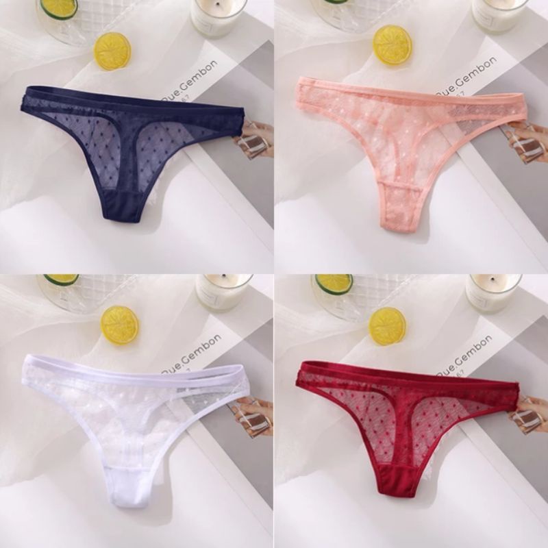 FINETOO FT40 Sexy Celana Dalam Wanita Thong Women Renda Elastis Panty Soft Lace