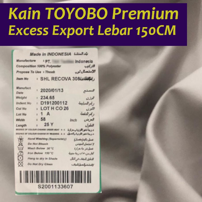 Kain TOYOBO Premium Excess Export Lebar 150 CM