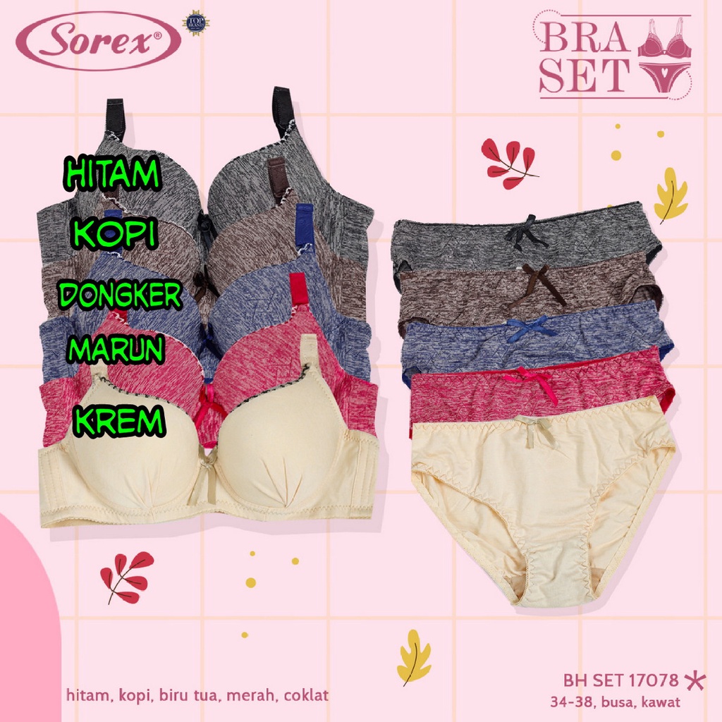 (Set Bra) Bh Bra Set Sorex 17078 (Cup A) Tekstur Motif | Busa Sedang Pakai Kawat |kcx