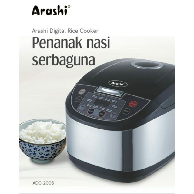 rice cooker DIGITAL 3D ARASHI 8 IN 1 ADC 2003 - magic com 2 liter - panas merata