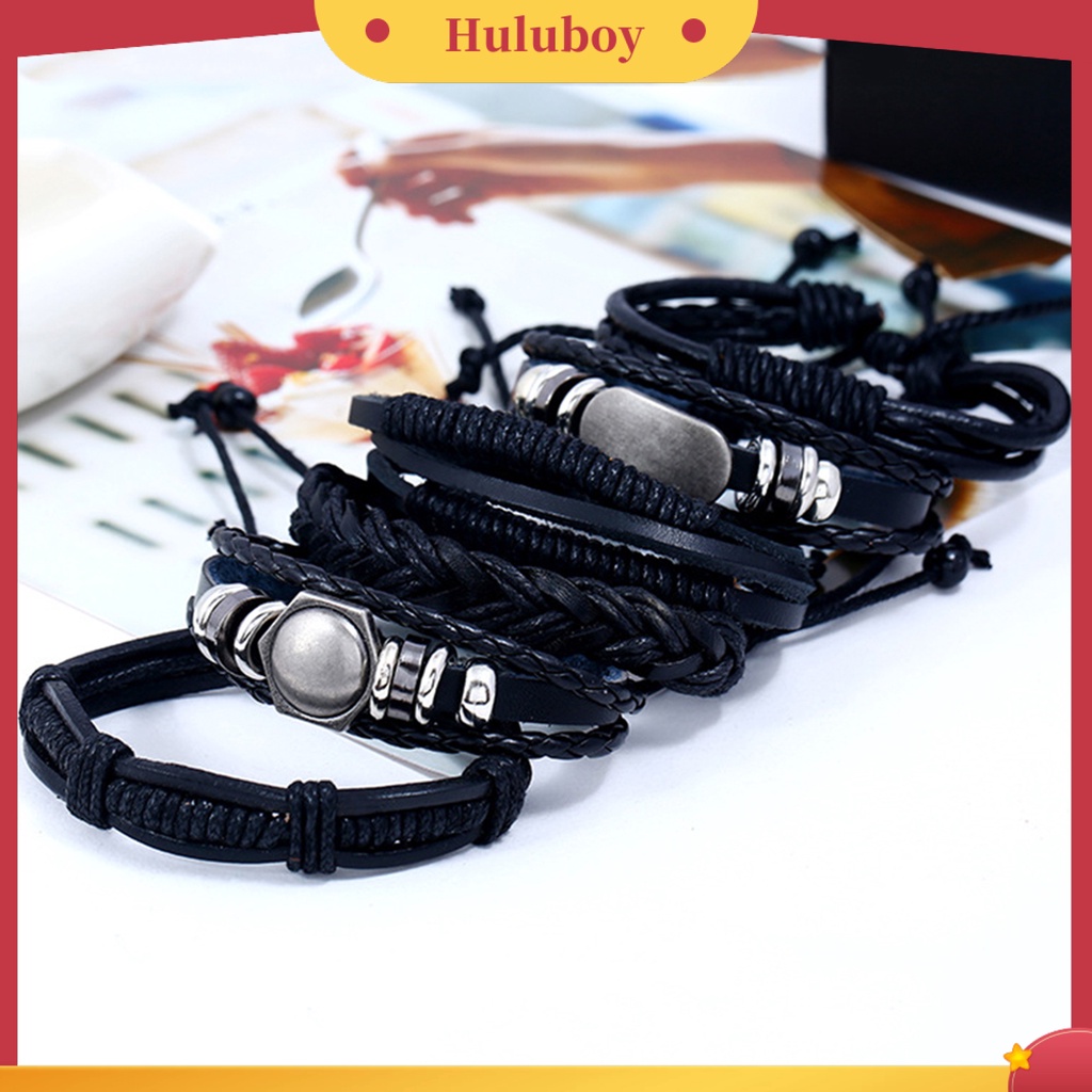 Hu Hu Hu Hu Hu Alat Bantu Pasang Kacamata♡ 6pcs Gelang Multilayer Bahan Kulit Imitasi Untuk Pesta