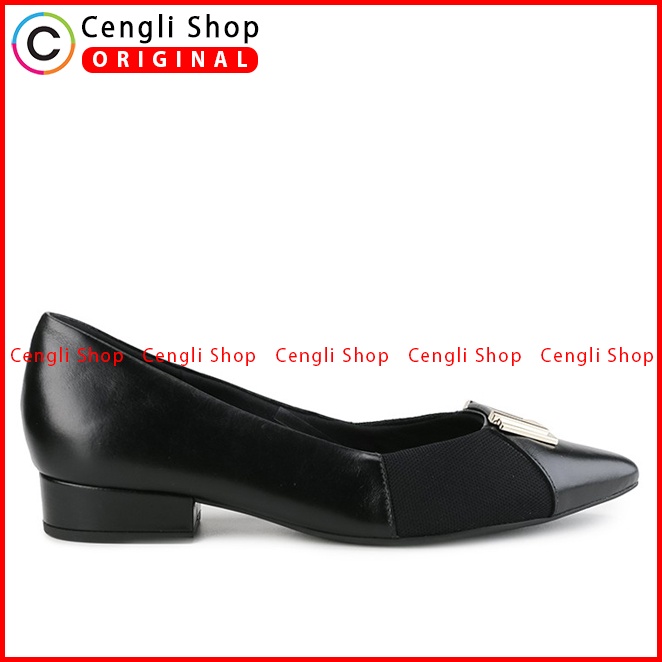 SEPATU HEEL KULIT OBERMAIN HEELS WANITA ORIGINAL BRANDED HITAM OW06