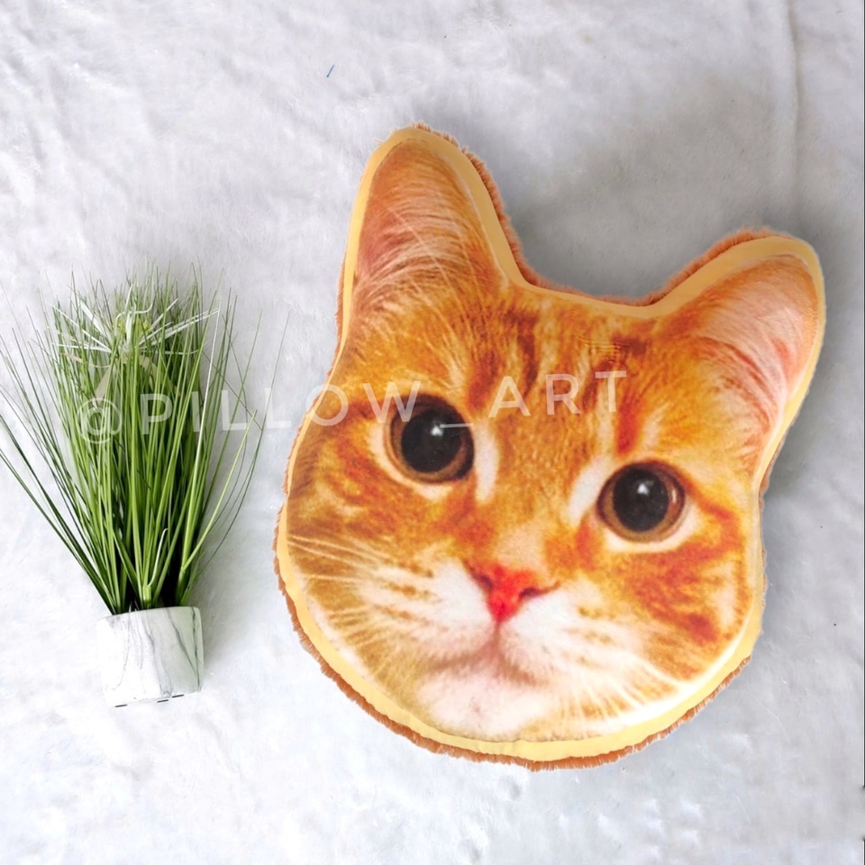 Pillowart - Bantal Kepala Kucing Bulu Rasfur SIze L - ART088