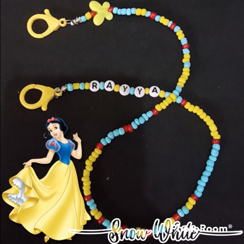 kalung masker anak perempuan PRINCESS SNOW WHITE/ Strap masker anak perempuan (bisa request nama)