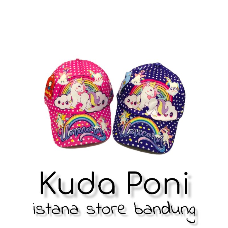 Topi kuda poni anak perempuan topi unicorn anak motif full print sublim lucu