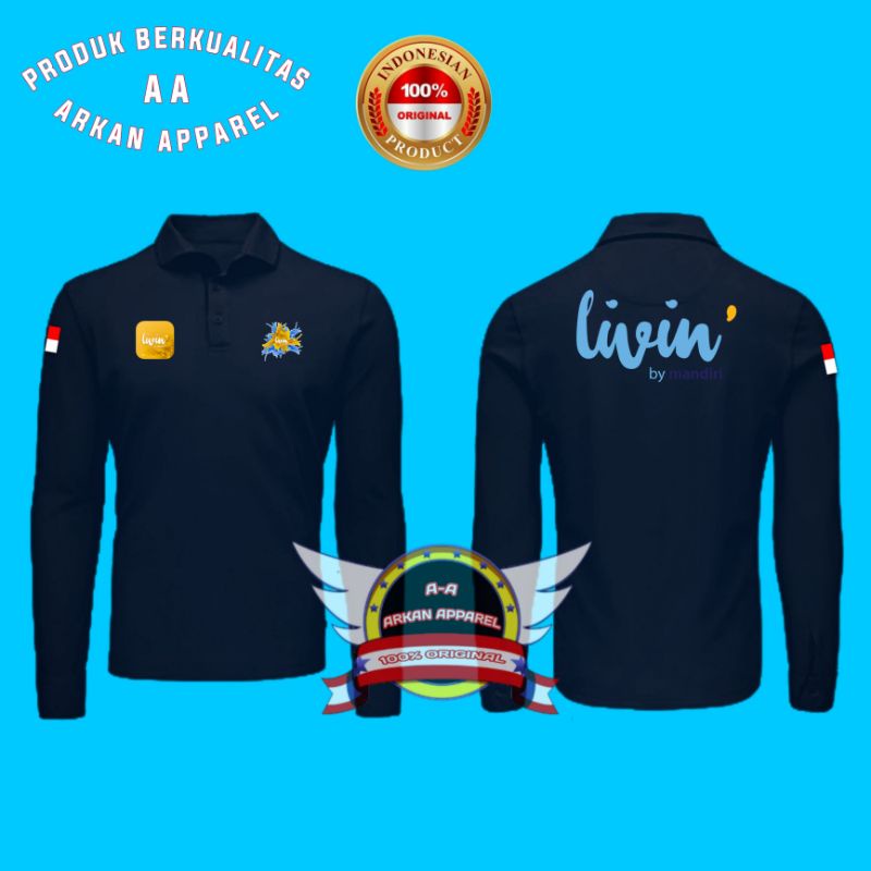 KAOS KERAH LIVIN BANK MANDIRI KAOS POLO SHIRT LIVIN BY MANDIRI