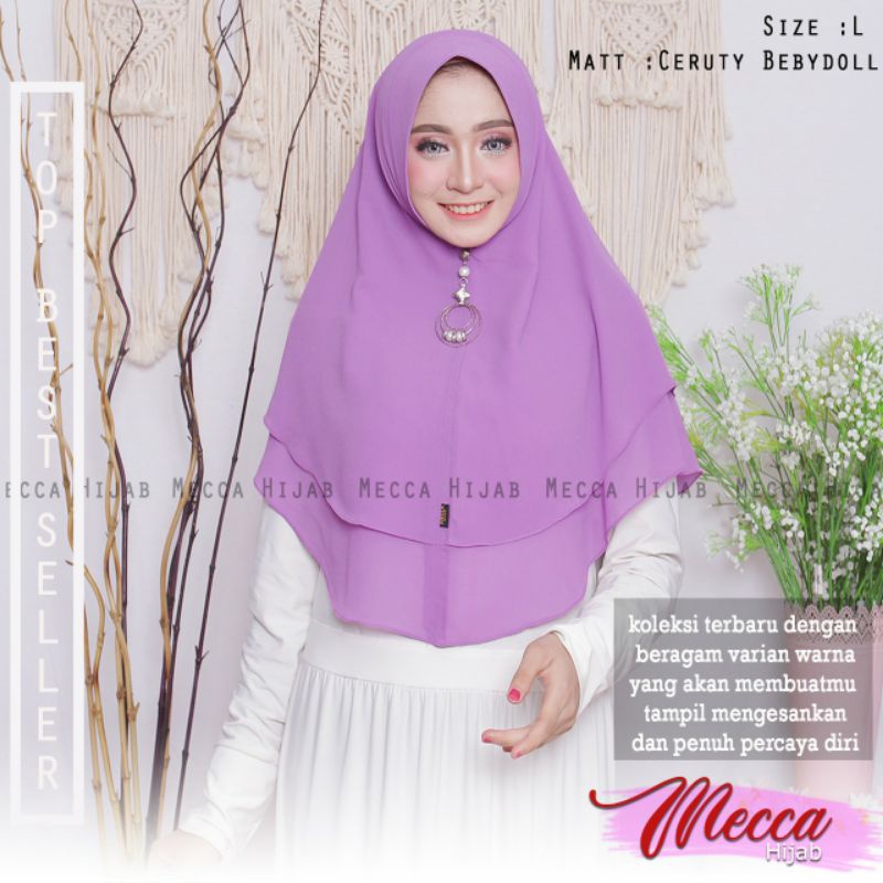 Khimar Ceruty Baby doll Premium Original Mecca Hijab Dua Layer Kerudung Instan Hijab Payung L