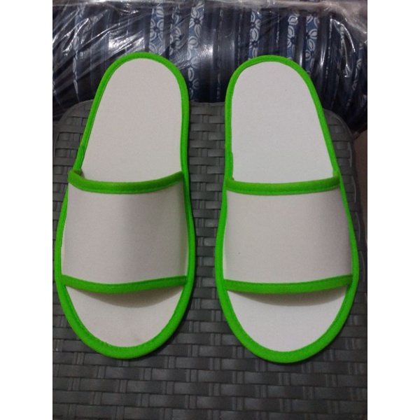 COSTUM SABLON SANDAL LANTAI /HOTEL # SLIPPERS SEPOND 4 ML MIN ORDER 100 PASANG-List hijau muda