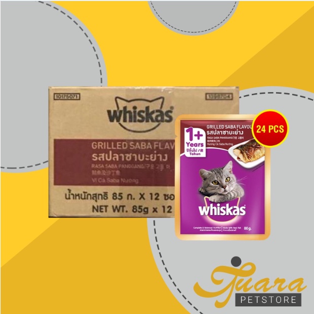 Makanan Basah Kucing Whiskas Sachet Pouch Grosir Dus isi 24 PCS 85 GR