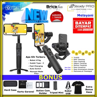 New Brica BSteady PRO 2023 - 3 Axis Gimbal Smartphone - Free Kaos Exclusive  - Hitam