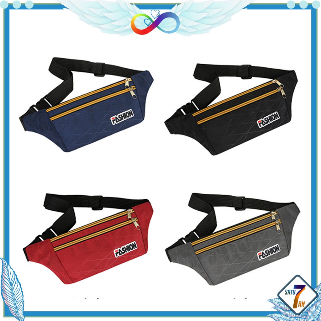 Tas Waistbag Unisex Tas Pinggang Sport Fashion Korea Tas Pria Wanita Polyester Nilon Satu7an T285