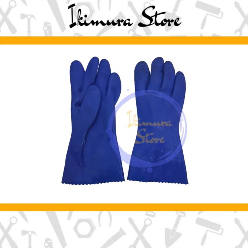 Sarung Tangan Kulit 16inch Merah / Biru DN/ Sarung Tangan Las / Safety Gloves
