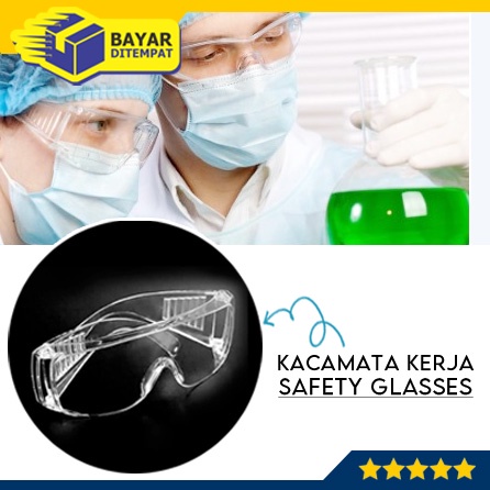 Kacamata Kerja Goggle Safety Glasses Kaca Mata Bening Pelindung  Proyek Work Gerinda Las