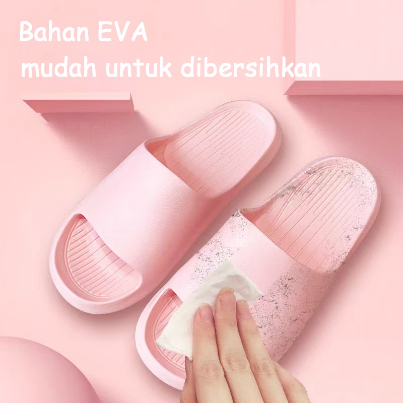 [Ready Stock] Sandal Wanita Slip On Sendal Cewek Korea Empuk  Sandal Perempuan Import Anti Slip Stiker Lucu 3D Size 36-40