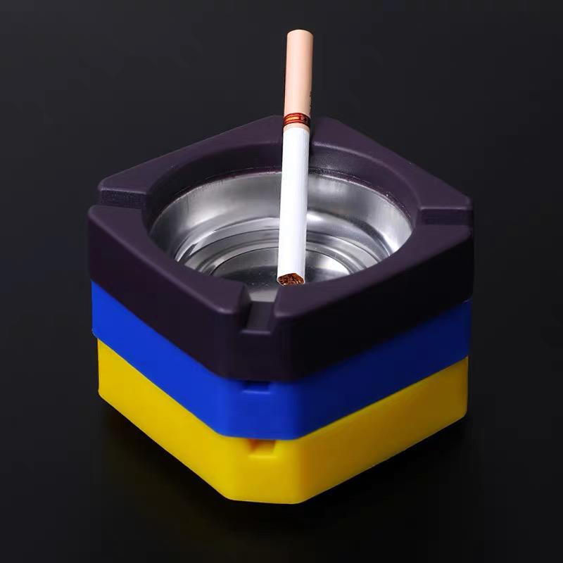 Asbak Rokok Stainless Kotak Persegi Bahan Premium