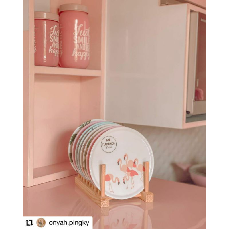 piring set flamingo (preloved)