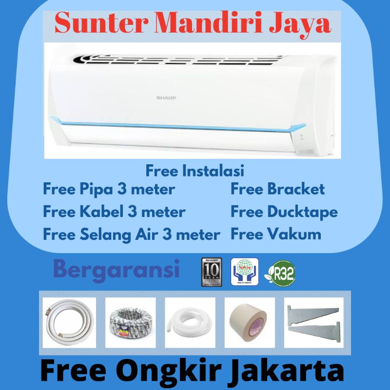 Sharp 1/2PK AH-5SAY R32 AC Split Standar Thailand 1/2 PK