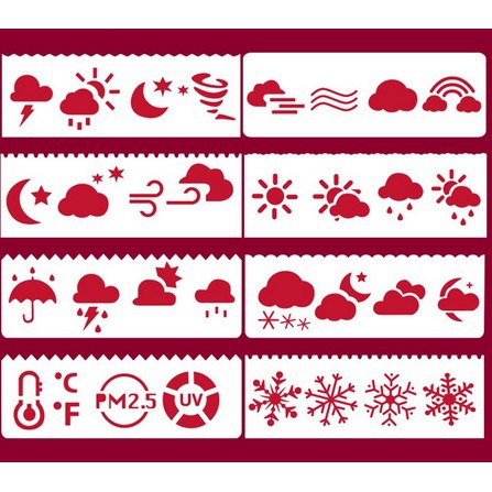 

Plastic Stencil 15.5x5.5cm Wheather Theme (8pcs) Style 1
