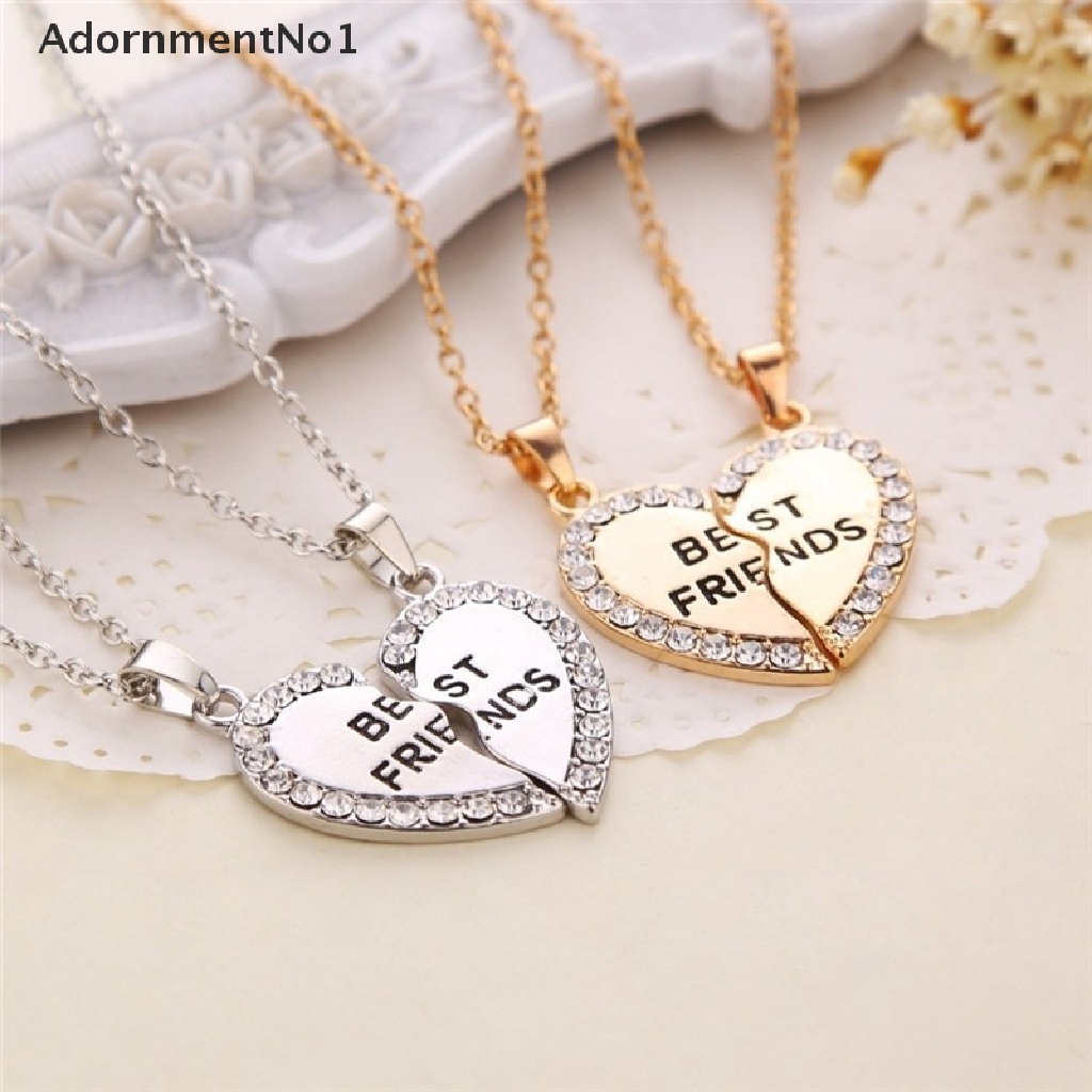 (AdornmentNo1) Kalung Rantai Dengan Liontin Hati Motif Tulisan Best Friend Untuk Wanita