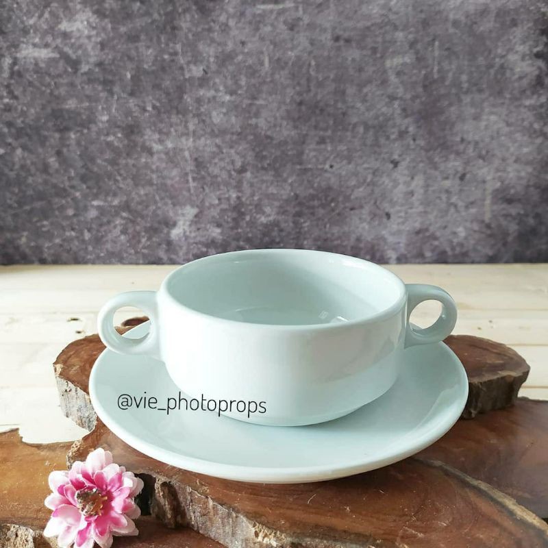 1 Set Mangkok Soup Keramik Props Foto / Properti Foto