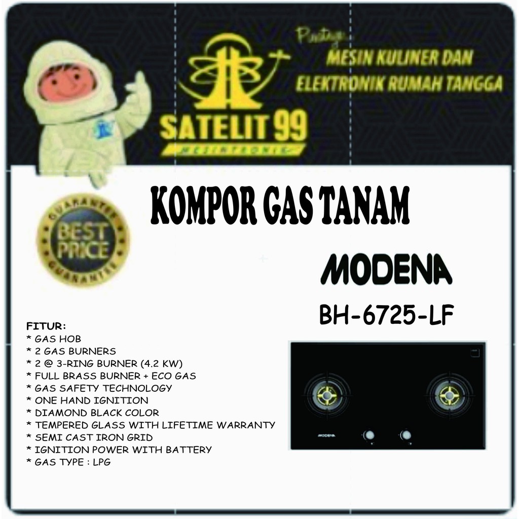 Kompor Gas Tanam 2 Tungku MODENA BH-6725-LF