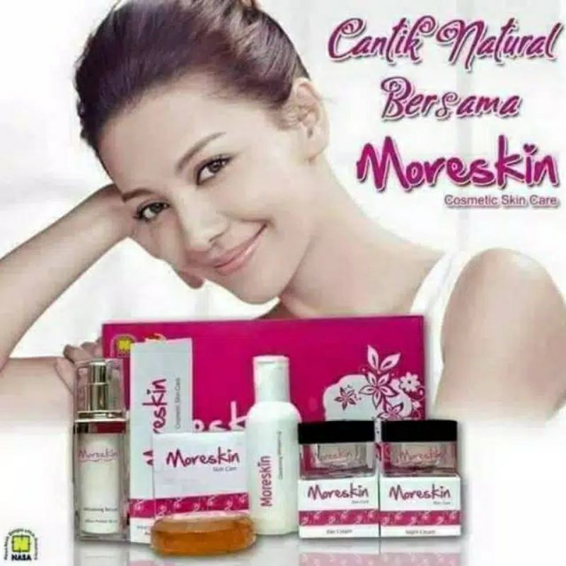 PAKET Kosmetik Make Up Lengkap SkinCare Moreskin Pink Wajah Glowing BPOM Halal Krim Siang Malam Pemu