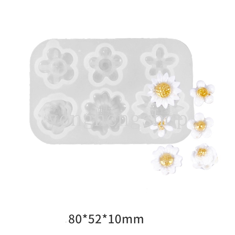 Cetakan Resin Kristal Epoksi Bentuk Bunga Daisy 3d Bahan Silikon Untuk Membuat Perhiasan Handmade