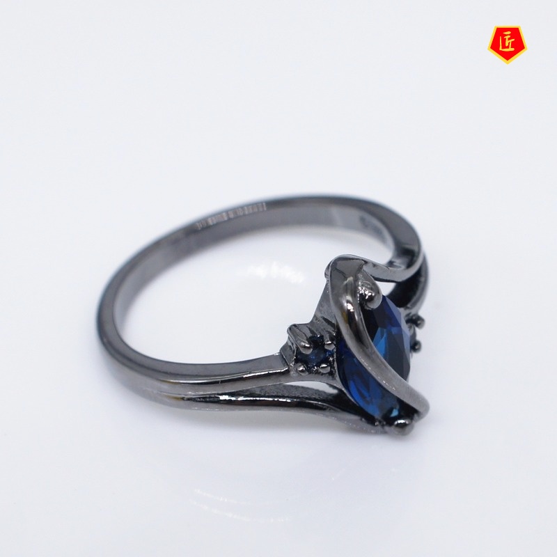 [Ready Stock]Fashion Creative Black Gold Diamond Ring