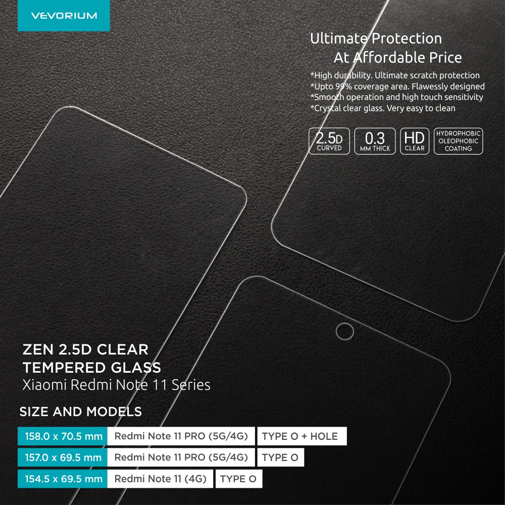 VEVORIUM ZEN 2.5D Clear Xiaomi Redmi Note 11 4G 11 PRO 5G Tempered Glass