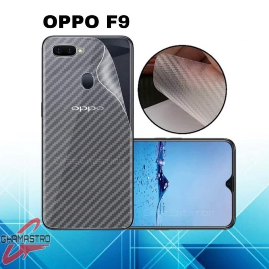 Back skin karbon atau gaskin carbon 3d oppo f9, anti gores anti jamur anti licin