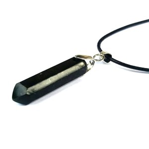 Kalung Liontin Natural Giok Black Jade Aceh Terapi Model Pencil