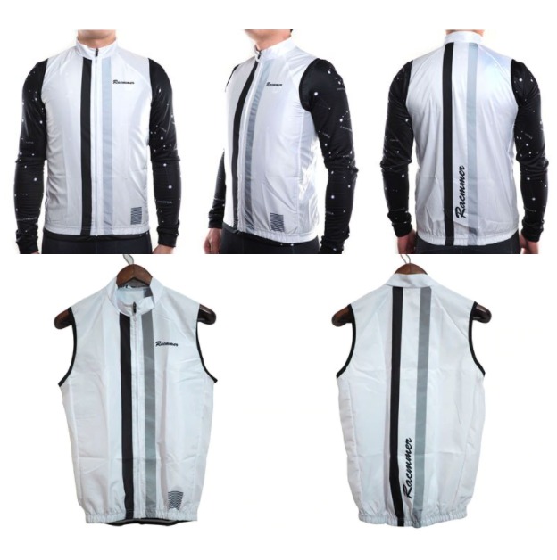 Windbreaker Racmmer White Vest atau Rompi Sepeda Dengan Reflektif