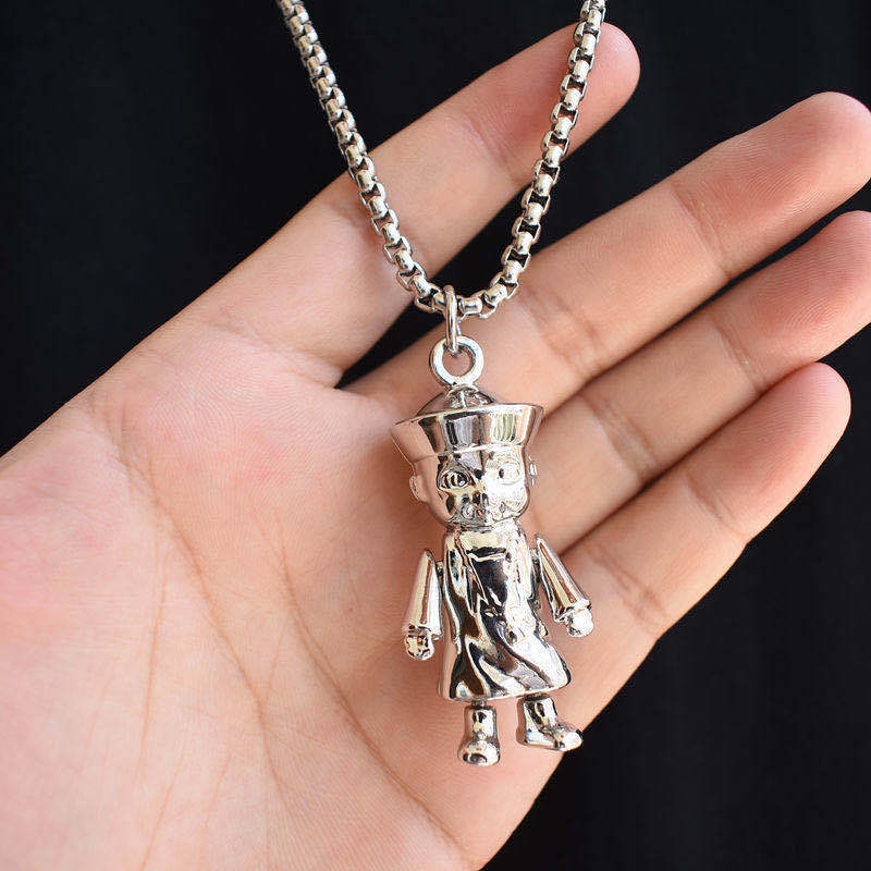 Kalung Rantai Liontin Zombie Kecil Bahan Titanium Steel Gaya Hip Hop Eropa Amerika Jepang Korea Untuk Pria