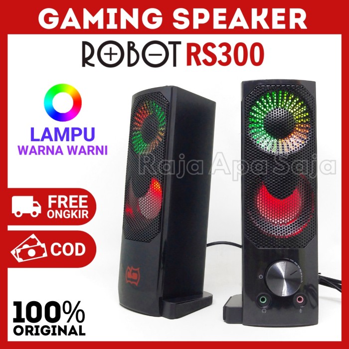SPEAKER GAMING FULL BASS Spiker Robot RS300 Speker PC Komputer USB - Hitam