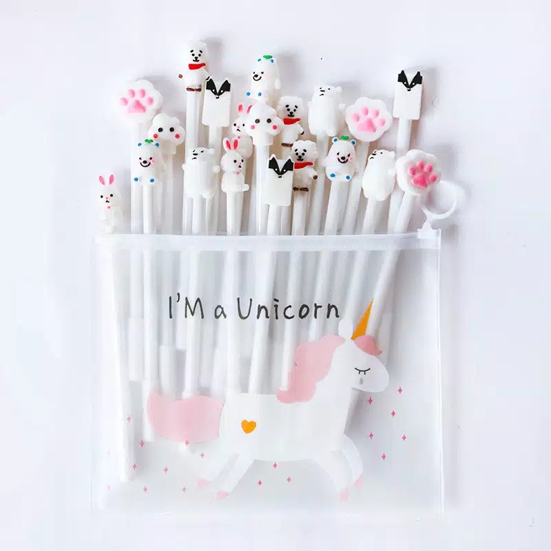 

Pulpen 10pcs Karakter White Free tempat pensil unicorn pvc