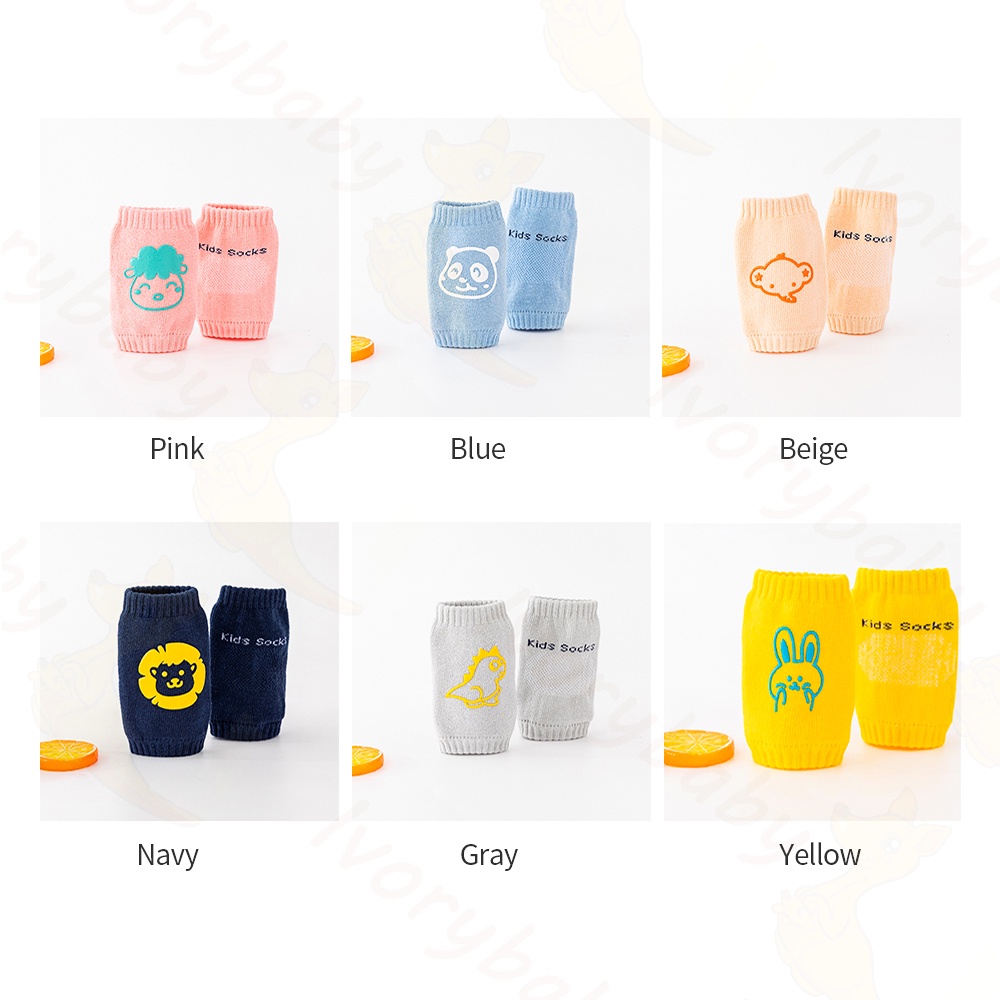 Ivorybaby Knee protector bayi anak anti slip pelindung lutut bayi merangkak bahan katun