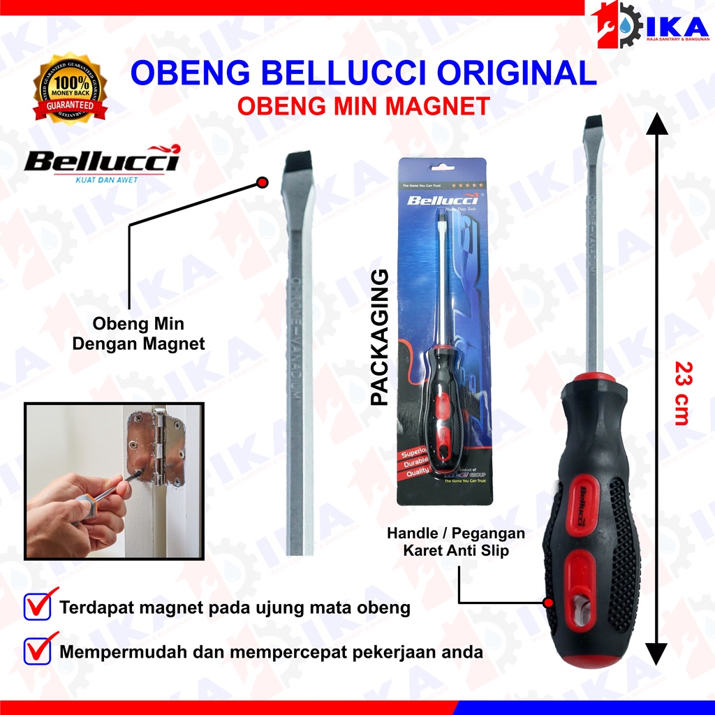 OBENG PANJANG (-) BELLUCCI 100% ORIGINAL GAGANG KARET KUALITAS BAGUS KUAT MURAH AWET