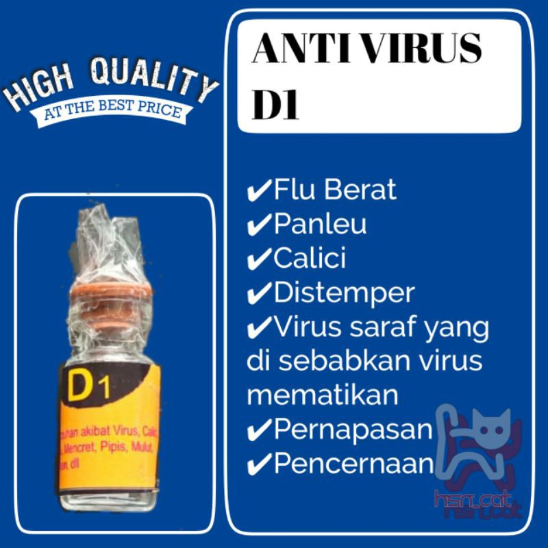 Anti Virus Kucing Suntik D1 utk Flu Berat, Panleu, Distmper, virus Saraf, Pernafasan, Pencernaan,Dll