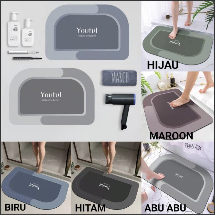 TERMURAH !! Keset Gulung Soft Diatomite Kamar Mandi Anti Slip Anti Bau Anti Bakteri Cepat Kering PREMIUM