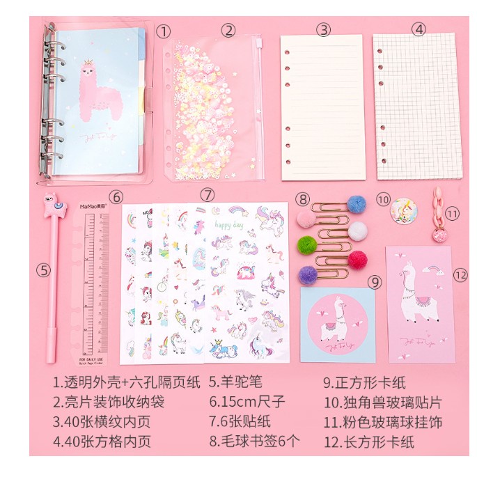 

tulis-alat-paket- paket set diary unicorn lengkap note book - sheep -paket-alat-tulis.