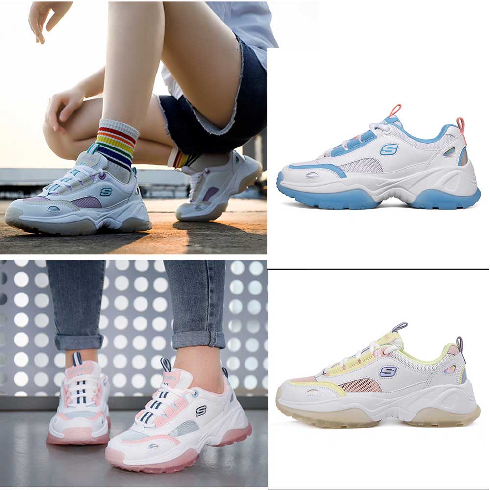 SKECHERS Sepatu  Couple Panda Tiga Generasi Tebal Bawah Mesh Nyaman Bernapas Sepatu Olahraga Kasual